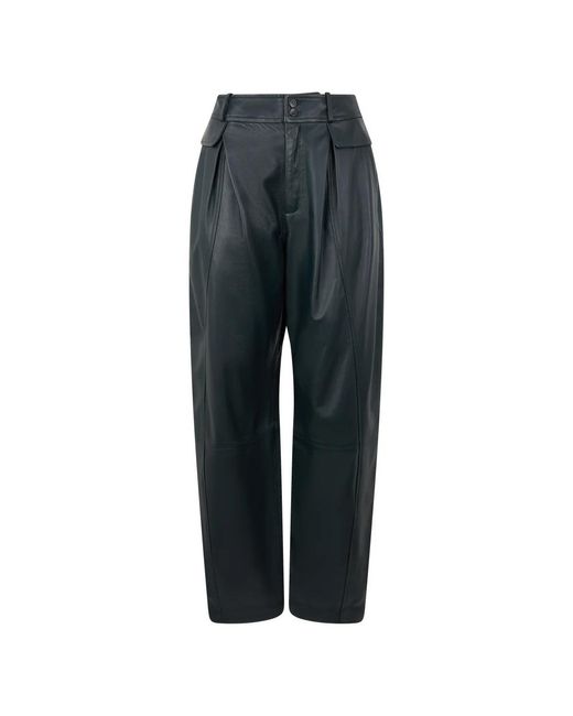 Alberta Ferretti Gray Leather Trousers