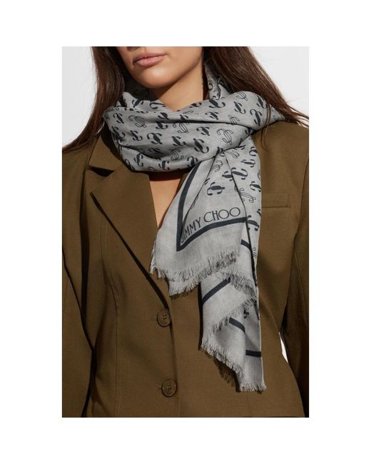 Jimmy Choo Gray Monogram Scarf