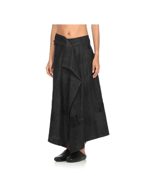 Y-3 Black Dunkelgraue Rock Mit Fransen