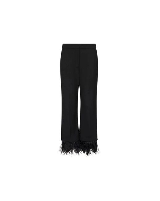 Pantaloni flare neri con dettaglio di piume di struzzo di Marella in Black