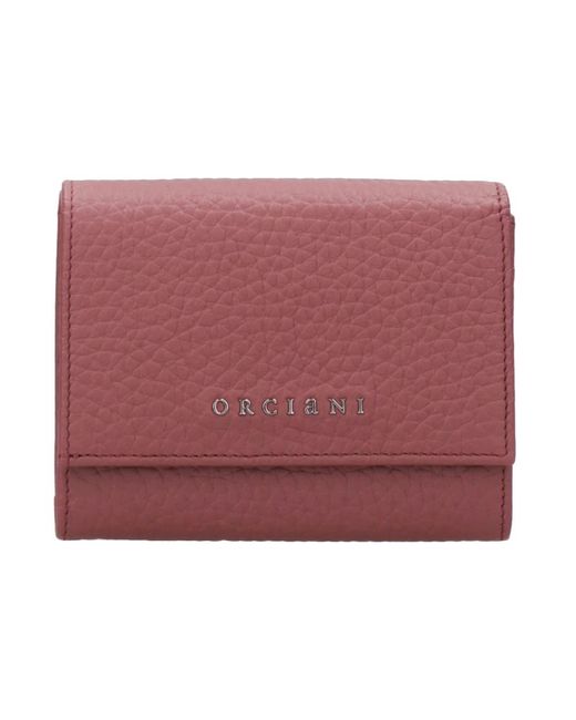 Orciani Accessoires ,Rood ,Leer Gegranuleerde Leren Envelop Portemonnee Met Rfid in het Red