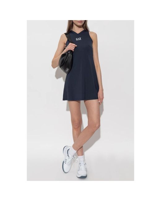 EA7 Fitness ,Blauw ,Polyester Ventus Jurk Met Korte Broek in het Blue