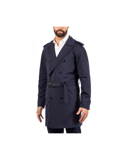 Daniele Alessandrini Blue Trench Coats for men
