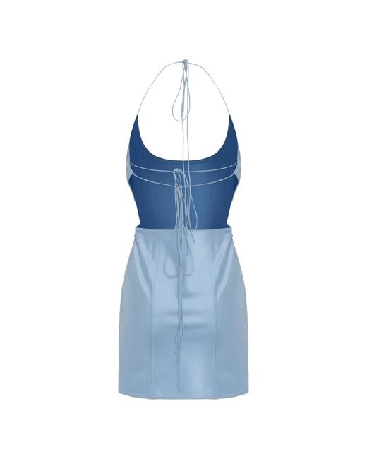 Anna October Kleedjes ,Blauw ,Satijn Mini Satijnen Jurk in het Blue