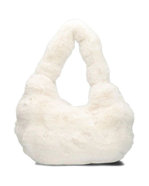 Unisa White Weiße Kunstpelz-Schultertasche Zidun