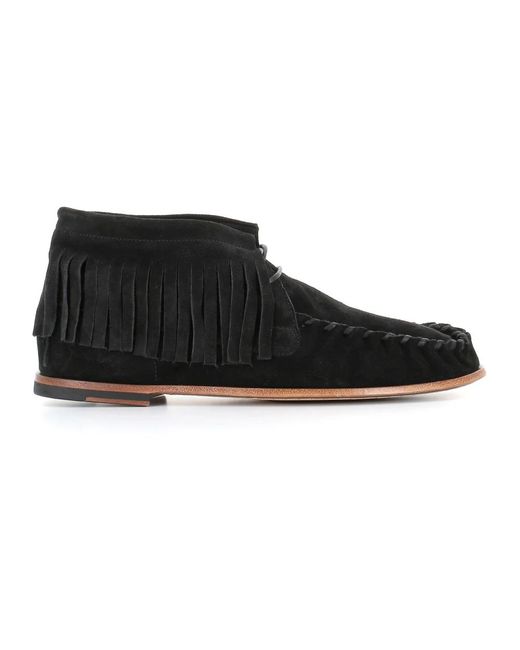 Stivaletti in camoscio nero con frange di Alexander Hotto in Black