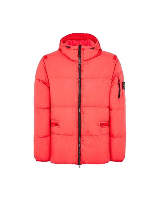 Stone Island Red Winter Jackets for men