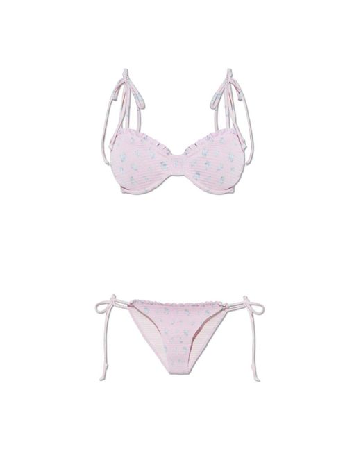LoveShackFancy Badmode ,Roze ,Polyester Two-Piece Swimsuit Quinley in het Purple