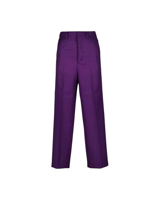 Pantaloni in lana a gamba dritta di AMI in Purple