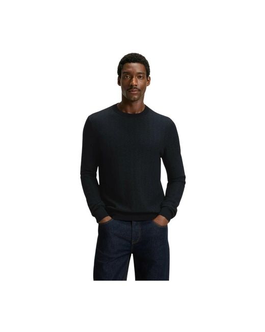 HUGO Black Round-Neck Knitwear for men