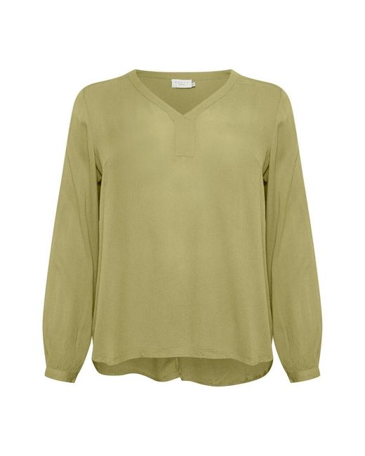 Kaffe Green V-ausschnitt langarm bluse in mosstone