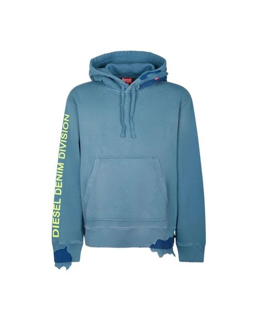 DIESEL Blue Hoodies for men
