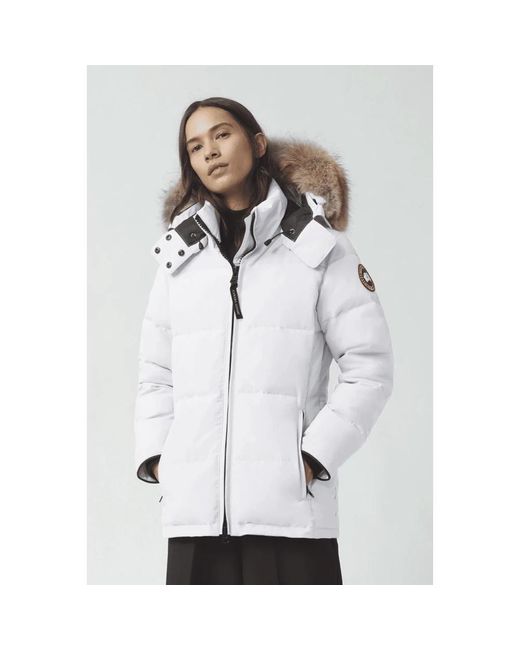 Canada Goose Gray Weiße chelsea parka mit abnehmbarer kapuze