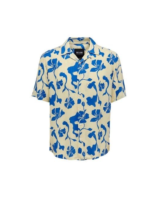 Only & Sons Men's Blue Short Sleeve Shirts
