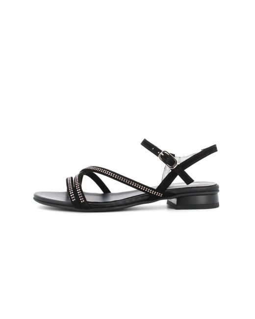 Nero Giardini Black Schwarze flache sandalen für frauen