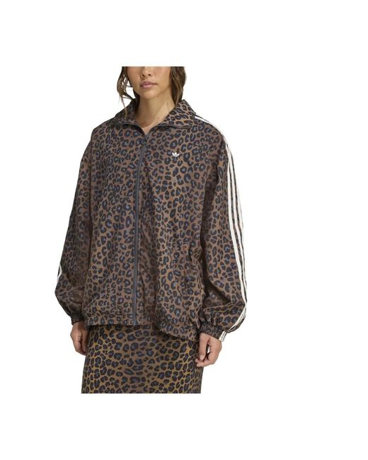 Adidas Leopard Oversized Track Top in het Brown