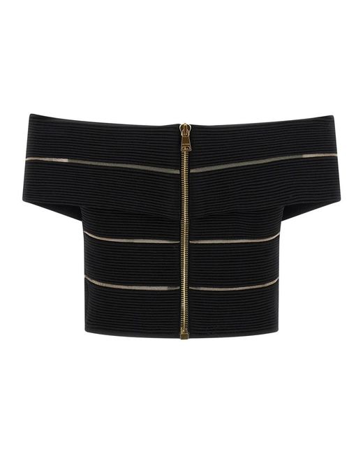 Balmain Black Sleeveless Tops
