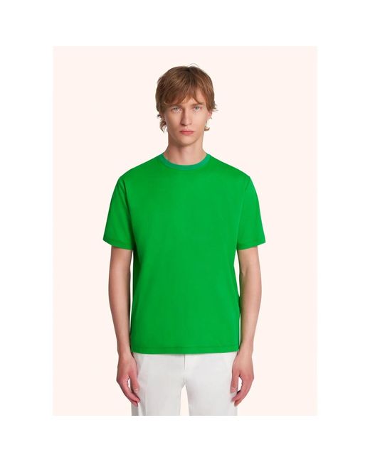Kiton Grünes baumwoll-t-shirt milano stil in Green für Herren