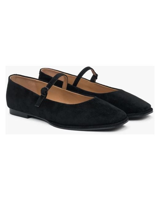 ESTRO Black Ballerina Shoes
