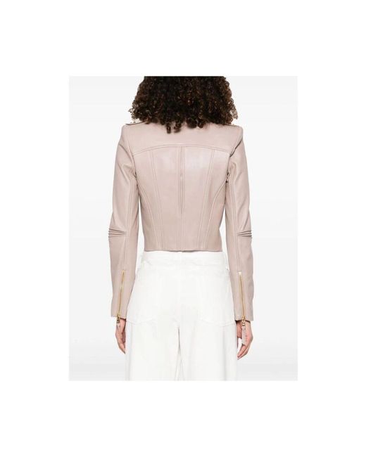 Leather Jackets Elisabetta Franchi de color Pink