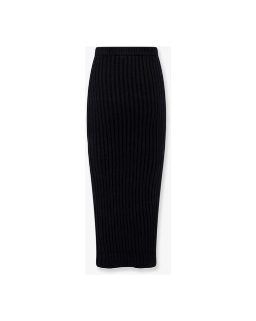 Max Mara Elastische Taille Geribbelde Hoge Taille Rok in het Black