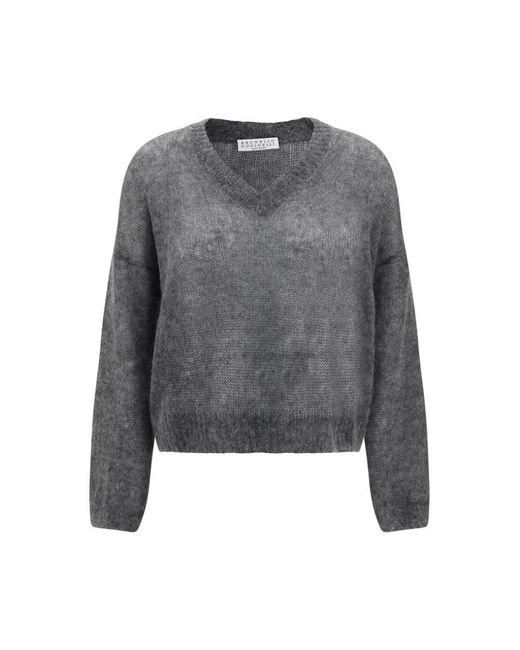 V-Neck Knitwear di Brunello Cucinelli in Gray