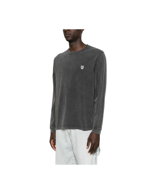 Maison Kitsuné Black Long Sleeve T-Shirts for men