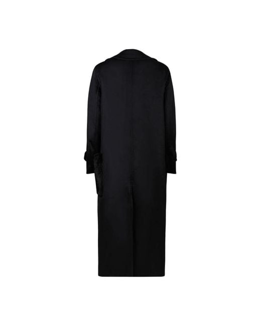 Max Mara Black Schwarzer Kaschmir Mantel Mit Pelzdetails