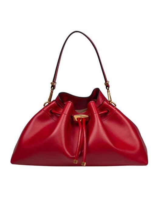 Jimmy Choo Red Rote leder eimer tasche mit zugband