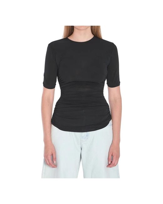 Alaïa Tops ,Zwart ,Viscose T-Shirt in het Black