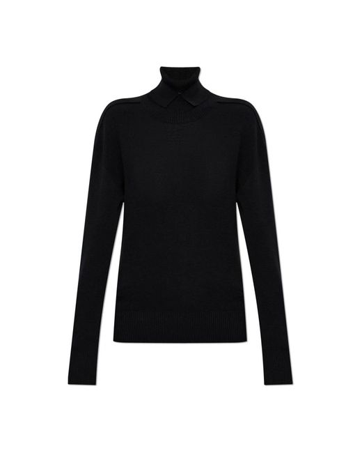 Burberry Truien & Vesten ,Zwart ,Wol Wollen Coltrui in het Black