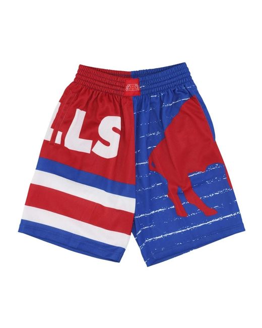 Mitchell & Ness Fitness ,Veelkleurig ,Polyester Buffalo Bills Basketball Shorts in het Blue voor heren