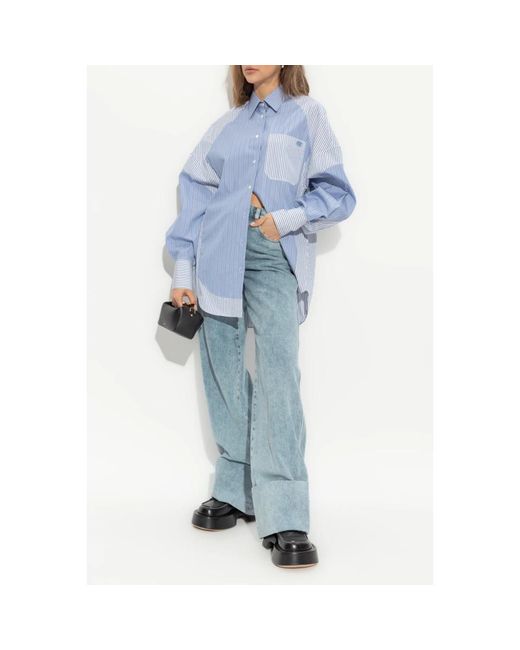Stella McCartney Overhemden ,Blauw ,Katoen Shirt Met Zak in het Blue
