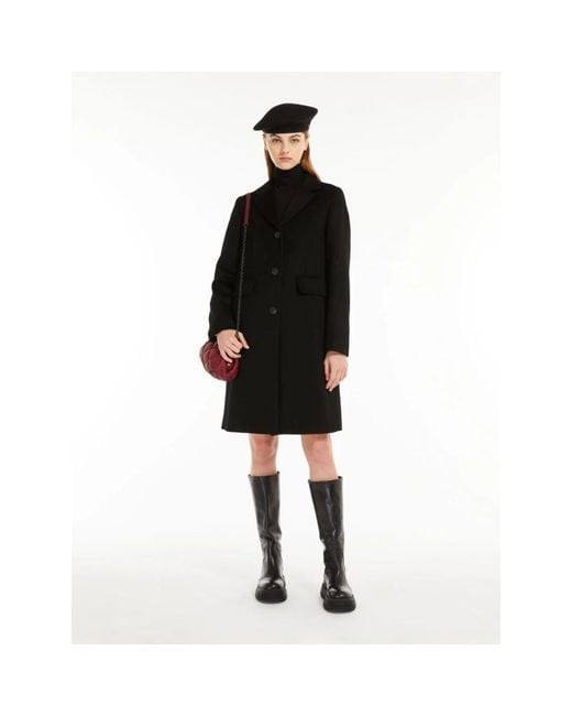 Weekend by Maxmara Black Single-Breasted Coats