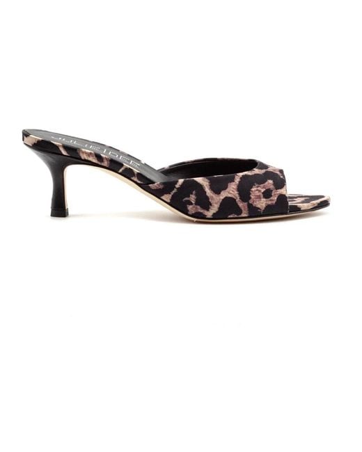 Julie Dee Black Heeled Mules