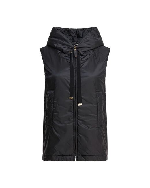 Max Mara Jassen ,Zwart ,Polyester Zwarte Mouwloze Gewatteerde Jas Aw 25 in het Black