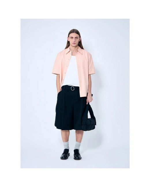 Jil Sander Wolltwill plissierte shorts mit gürtel in Blue für Herren