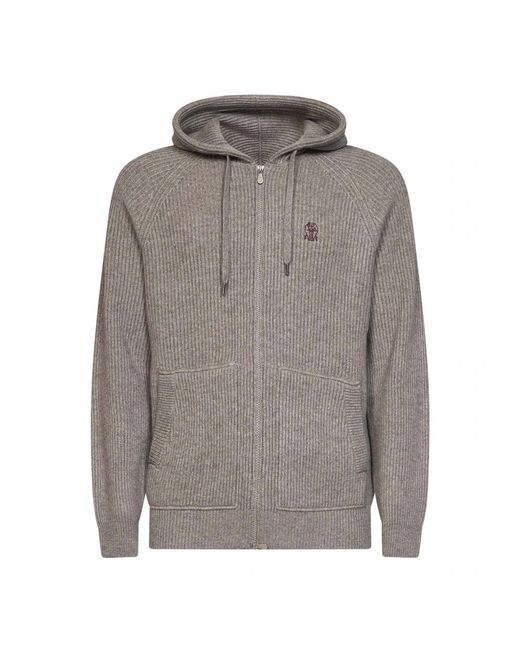 Brunello Cucinelli Gray Cashmere Knitwear for men