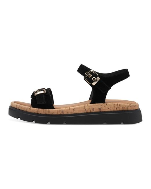 Tamaris Black Flat Sandals
