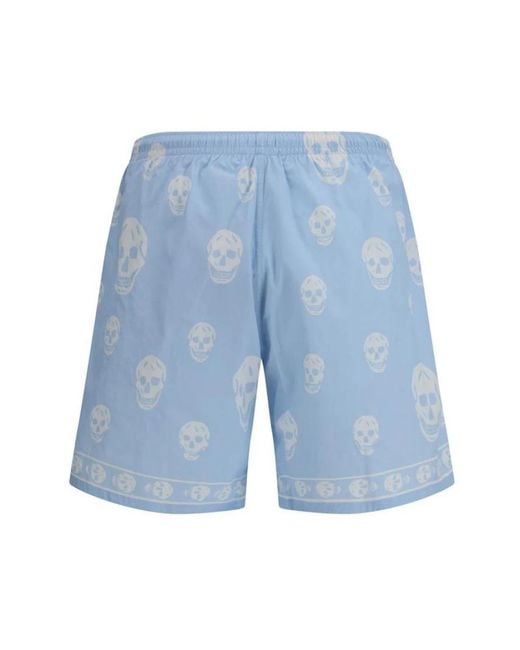 McQueen Polyamide Bermuda Shorts in het Blue voor heren