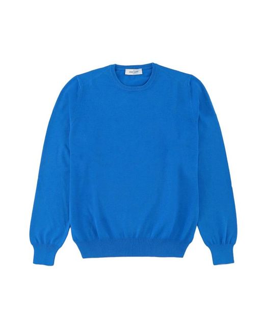 Maglione blu in cotone con girocollo di Gran Sasso in Blue da Uomo