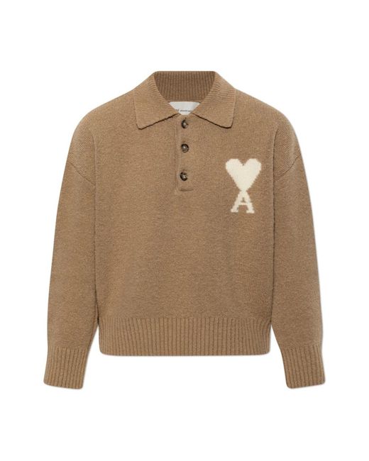 AMI De Coeur Polo Trui in het Brown