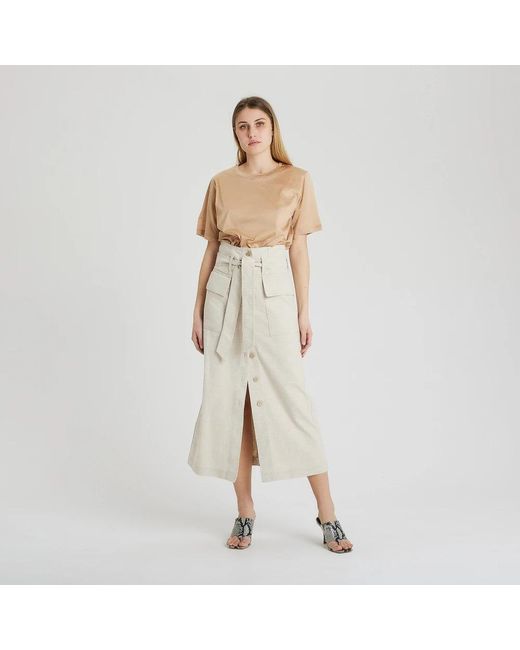Erika Cavallini Semi Couture Natural Midi Skirts