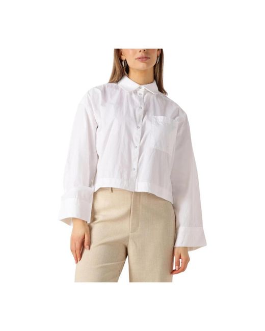 SELECTED Overhemden ,Wit ,Witte Cropped Boxy Shirt in het White
