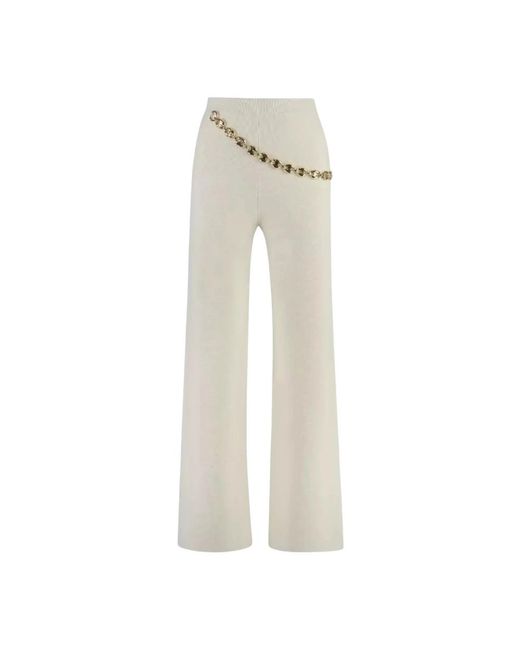 Rabanne Natural Weiße lockere hose mit kette