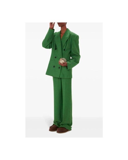 J.W. Anderson Green Grüne doppelreiher-jacke mit spitzem revers