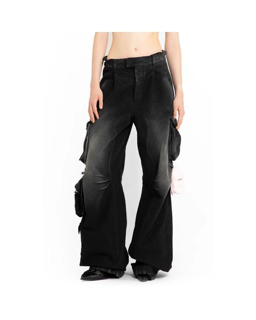 Ssheena Black Schwarze cargo jeans elastischer bund
