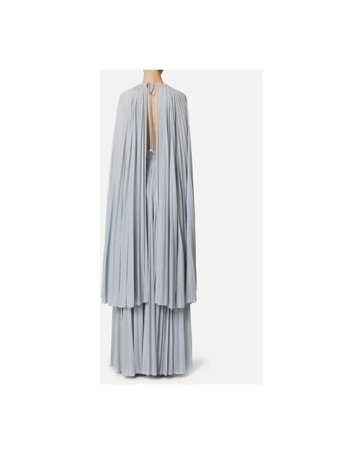 Elisabetta Franchi Gray Blaues Lurex-Jersey-Abendkleid