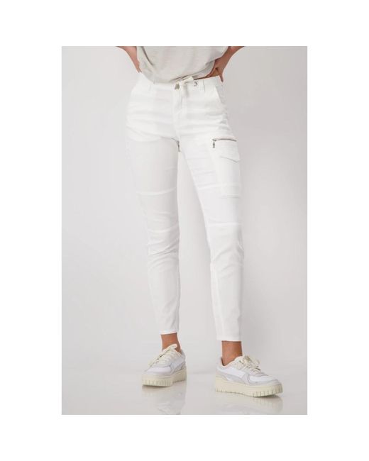 Monari White Stylische jogpants mit reißverschlusstasche