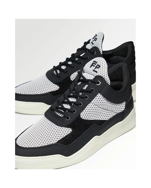 Filling Pieces Black Niedriger Top Ghost Mesh